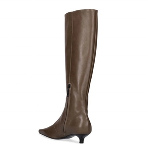 Bottes hautes d'hiver faites à la main pour femme, style western, coupe large, grande taille 46, talons bas, bout pointu, fermeture éclair latérale, bottines longues - Product Image 5