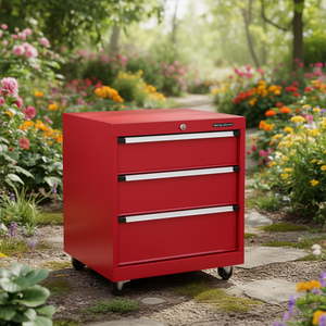 Armoire à tiroirs Fami Master Key Comfort C0-EH 27X36 avec 4 tiroirs 561x726x600mm Rouge rubis Ral3003 - Product Image 2