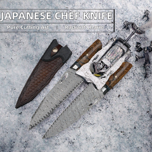 Nouveau couteau de chef japonais artisanal de 9,5 pouces en acier Damas VG10, manche en bois stabilisé, pour droitier - Product Image 2