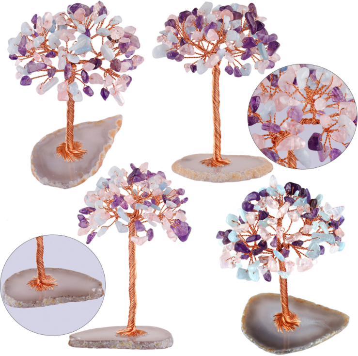 Wholesales Natural Gem Crystals Healing Stones Hand Made Lucky Crystal Tree For Christmas Decoration