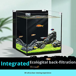 Nahtloses Glas-Tischaquarium mit integrierter LED-Oberbeleuchtung für Zuhause, integriertes Filter-Fischbecken - Product Image 4