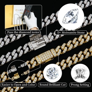 Joyería Fina Hip Hop al por Mayor, Chapado en Oro de 18k, Plata 925, Cadena Cubana con Diamantes Moissanite, Collares para Hombre - Product Image 3