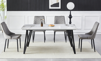 Table de salle à manger, bistrot, bar, café, hôtel, restaurant en pierre frittée, porcelaine, marbre, avec plateau carré ou rond