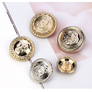 Custom Engraved Round Alloy Buttons With Gold Metal Shank Wholesale Plated and Embossed Design for Sewing by Hand - Product Image 3