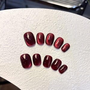 Diseño de <span class=keywords><strong>Uñas</strong></span> Postizas de Alta Calidad <span class=keywords><strong>en</strong></span> <span class=keywords><strong>Color</strong></span> Sólido, Hechas a Mano, con Efecto Ojo de Gato, Forma Almendrada Corta, Modelo Ojo de Gato, Adhesivos para <span class=keywords><strong>Uñas</strong></span> Cuadradas - Product Image 6