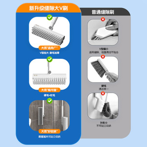 Cepillo para limpiar el suelo del baño, mango largo, cerdas rígidas de nailon para limpiar los juntas de azulejos - Product Image 2