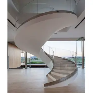 Top Quality Marble Curved Staircase Spiral Staircase Led Staircase