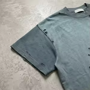 <span class=keywords><strong>T</strong></span>-shirt da uomo personalizzata in cotone pesante da 350 grammi, lavaggio acido effetto stone, sfumatura bicolore, distressed, strappata, taglio cropped e boxy - Product Image 3