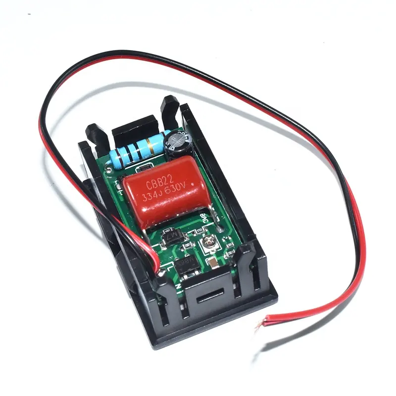 Voltmeter AC Digital LED 0.56 Inci 70V-500V, Meteran Panel Voltase Motor Kendaraan LED Merah Voltmeter 220V 2 Kabel