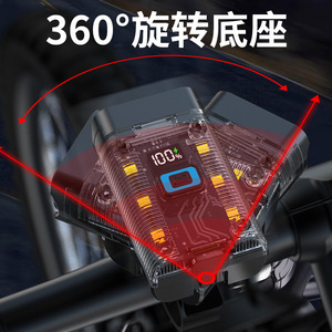 <b>Bicycle</b> Front <b>Light</b> Led Rechargeable Solar Power Digital Display Cycling <b>Light</b> IPX4 Waterproof Plastic Body - Product Image 3