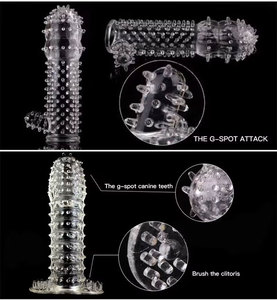 5 Stile Anpassbare Weiche Spike-Drachen Wiederverwendbare Silikon-Kondome Sexspielzeug für Männer - Product Image 2