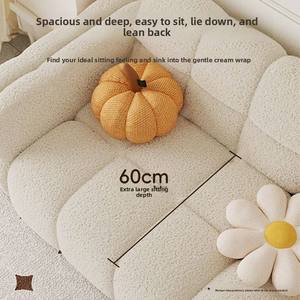 Cream Shaggy Sofa Three Seat Lounge Couch Modern Living Room Furniture for Apartment Bedroom Rental - Product Image 4