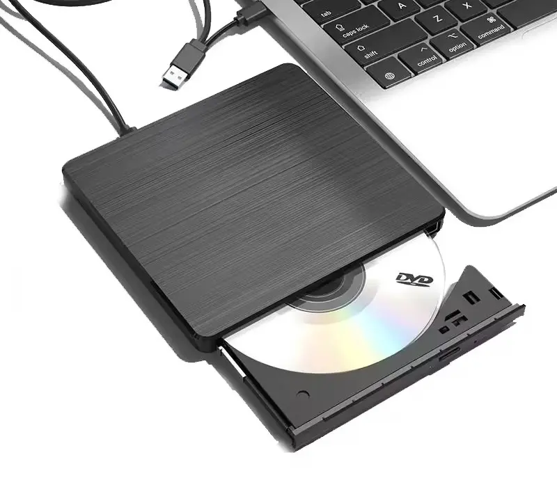 DVD Drive eksternal USB 3.0, Drive eksternal USB tipe-c CD DVD +/RW Optical Drive USB C Burner Slim CD/DVD ROM penulis pembaca portabel untuk PC