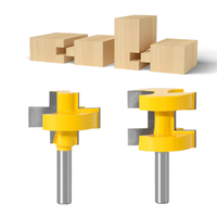 L-N070-1 2 pièces 8mm 1/4 pouce Mini langue et rainure routeur Bit ensemble de ligne couteau coupe-bois Tenon cutter pour outils de travail du bois