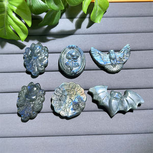 Popolari gioielli in pietra preziosa intagliati a mano intagli in cristallo naturale Labradorite nove code volpe rosa fiore <span class=keywords><strong>pavone</strong></span> - Product Image 1