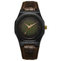 Relojes de Cuarzo para Hombre W123 de Estilo Ultra Simple y Alta Gama, con Caja Redonda de Aleación y Esfera de Cristal, Correa de Cuero Ancha