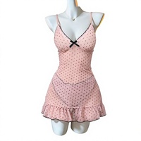 Robe nuisette en maille transparente à pois de style européen et américain Yi Menglan, lingerie sexy en polyester, nouvelle chemise de nuit pour le commerce extérieur