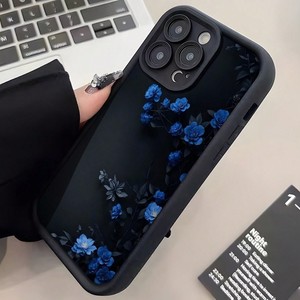 Nouvelle Coque de Téléphone Rose Enchantée Bleu Nuit Peinte 2025 pour <span class=keywords><strong>iPhone</strong></span> 17 16 15 Pro Max, avec motif échelle noire, finition mate dépolie et protection à pores fins - Product Image 3