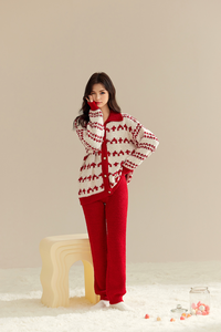 Nuova casa di flanella rossa festiva da donna calda nuova tinta <span class=keywords><strong>pigiama</strong></span> <span class=keywords><strong>invernale</strong></span> <span class=keywords><strong>pigiama</strong></span> da ragazza Set - Product Image 5