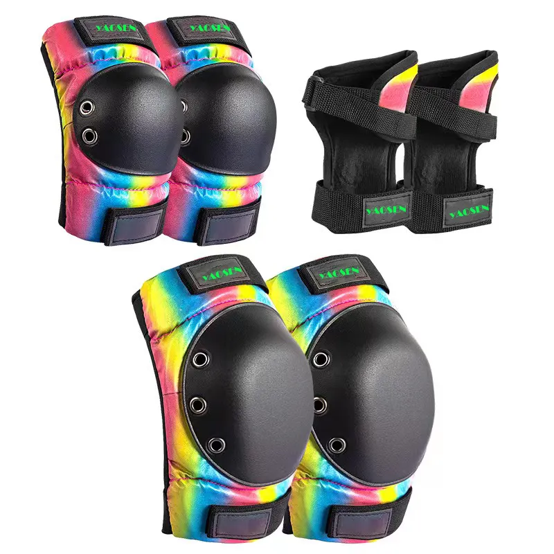 Set perlengkapan pelindung Roller Skating warna kustom profesional untuk helm bantalan lutut berkendara sepeda untuk bantalan siku anak-anak 6 buah
