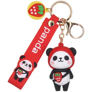 Giá Rẻ Cao Su Cartoon Animal 3D Mềm PVC Panda Keychain Với Biểu Tượng Tùy Chỉnh