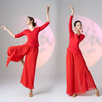 Ensemble de costumes de danse ethnique classique pour femmes, vêtements orientaux professionnels avec logo personnalisé, jupe longue fluide et pantalon, vente en gros