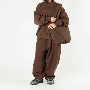 New Style Winter Heavy Weight 520gsm 100% Cotton Pleated Back Sweater <strong>Shirt</strong> with Long Pants Streetwear Cotton Graphic Tracksuit - Product Image 1