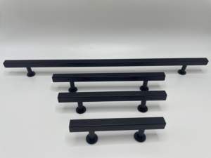 Poignées de bar classiques modernes en acier noir mat carrées réglables écologiques durables pour la cuisine, le bar à domicile, la chambre à coucher, les meubles - Product Image 2