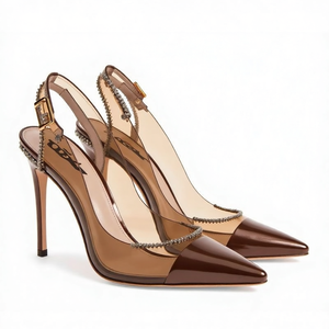 Xinzirain-Sandales à talons hauts sexy en PVC de grande taille et à bout pointu pour femmes design personnalisé - Product Image 1