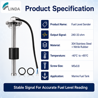 Jauge de niveau de carburant marine Linda en acier inoxydable 9-32V avec flotteur pour bateau de grande capacité