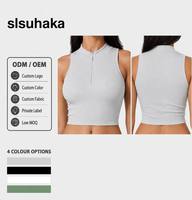 Débardeur de yoga côtelé sans manches pour femme, grande taille, hiver, demi-zip, haute extensibilité, séchage rapide, sans couture, pour la gym et l'entraînement