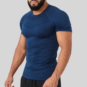 HONFIT 92%Polyamide 8%Elastane 345Gsm Solid <strong>Muscle</strong> Slim Fit Fitness Compressed <strong>Men's</strong> <strong>T</strong>-<strong>shirts</strong> Custom Plain Gym <strong>T</strong> <strong>Shirt</strong> for <strong>Men</strong> - Product Image 2