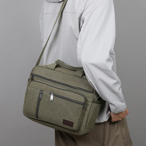 Washed Canvas Single Shoulder Portable <b>Men</b> Laptop <b>Bag</b> Large Capacity Simple Casual Crossbody Messenger <b>Bag</b> - Product Image 6