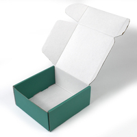 Boîte d'expédition en carton ondulé vert sarcelle personnalisée avec impression de logo blanc pour l'emballage de bijoux et de produits de soin de la peau