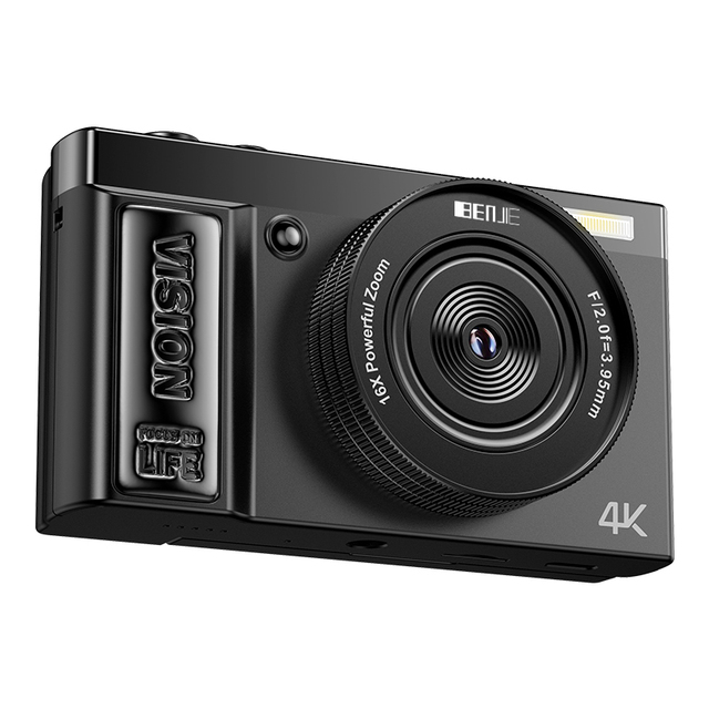 BENJIE Professional 64MP 4K FHD 3' IPS Digital Camera with 6400 ISO CMOS Sensor Compact Zoom Lens HD Video Portable Flip Screen