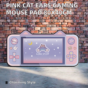 Alfombrilla de ratón con orejas de gato de dibujos animados Rosa súper bonita, 80CM * 40CM, alfombrilla de goma antideslizante gruesa para juegos de ordenador, protección contra la radiación calentada - Product Image 3