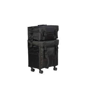 Grande trousse de maquillage en tissu Oxford HZB-06 noire, grande capacité, avec couvercle verrouillable, rangement à domicile, sac de voyage pour cosmétiques avec séparateurs - Product Image 1