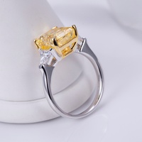 Bague de fiançailles et de mariage Messi Jewelry MSR-958 en zircon cubique haute teneur en carbone, diamant jaune, bijoux en argent S925, coupe radiante
