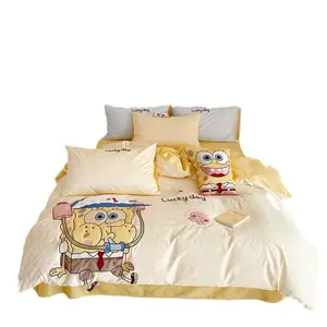 Cartoon Cute Cotton 100 Pieces Australian Cotton 4-Piece Set Pure Cotton Children's Bed Linen Set Bedding