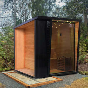 Kit de sala de <span class=keywords><strong>sauna</strong></span> finlandesa tradicional para exteriores DIY fácil para <span class=keywords><strong>spa</strong></span> en casa, calentador de <span class=keywords><strong>sauna</strong></span> de ahorro de energía de calentamiento rápido - Product Image 2