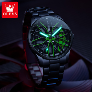 OLEVS 9937 OEM de lujo de acero Deportes esqueleto hueco impermeable logotipo personalizado marca de moda Luminoso Reloj de pulsera de cuarzo para hombre - Product Image 3