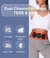 Patch TENS portable avec contrôle par application, double canal, 24 modes, 20 niveaux d'intensité, minuteur pour la thérapie de soulagement de la douleur corporelle complète portable