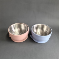 Ensemble d'alimentation pour tout-petits en acier inoxydable de qualité alimentaire sans BPA avec gobelet anti-fuite, assiette et bol en silicone antidérapants