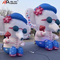 Modèle géant gonflable d'éléphant Ganesha thaïlandais, énorme mascotte de dieu hindou pour la décoration de festivals religieux et d'événements en plein air