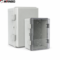 Boîtier Électrique Extérieur Étanche Wanbo-503 IP65 en ABS Gris avec Couvercle Transparent en PC et Verrouillage à 4 Clips pour Rail DIN, OEM