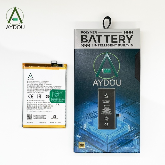 AYDOU Li-ion Rechargeable Mobile Phone Battery for OPPO BLP881 A17/A12/A15/A31/A53 5000mAh 2021 Replacement OEM Black