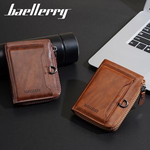 Baellerry Men's Tri-Fold <b>Wallet</b> Large Capacity Card <b>Holder</b> With Zipper Black Brown Coffee Color - Product Image 3