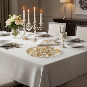 Elegante Piatto Seder in Acrilico di Lusso con Design a Nido d'Ape Dorato, Moderno Oggetto Ebraico per Esposizione sul Tavolo Seder e Regalo di Famiglia - Product Image 1