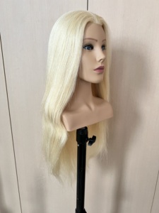 Testa Manichino con Spalle per Acconciature e Styling a Caldo, Capelli Umani con Cuticola Naturale, Testa da Addestramento con Capelli Lunghi - Product Image 5