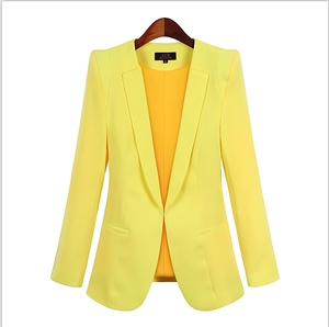 Chaqueta de Mujer para Oficina y Trabajo, Corte Entallado, Solapa, Color Sólido, Tejido de Punto, Relleno de Algodón, Exterior de Poliéster - Product Image 5